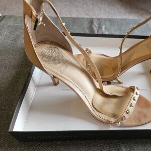 Nude studded heels